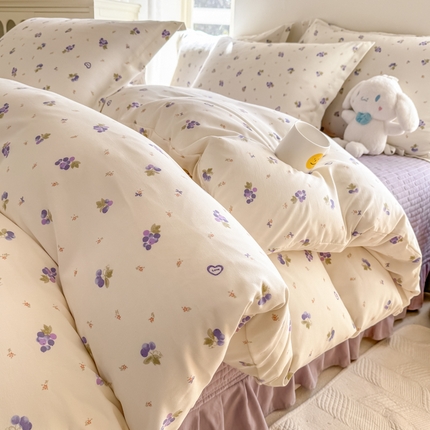 91家纺网 家纺一手货源 找家纺 （总）富之航家纺 2025直播爆款公主风针织棉床盖四件套