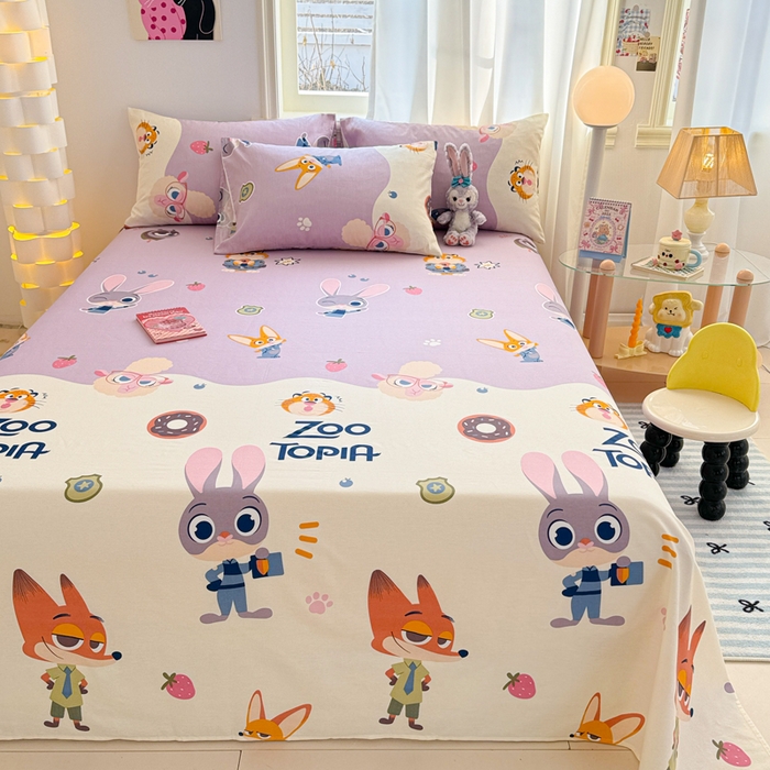 91家纺网 家纺一手货源 找家纺 沐辰 2025沐辰家居-新款正版迪士尼床单床笠 床单--朱迪警官--紫