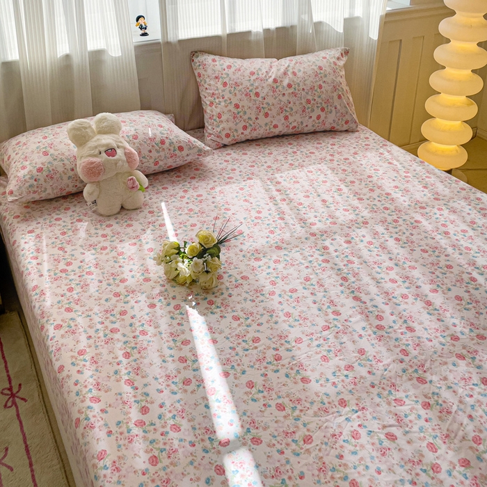 91家纺网 家纺一手货源 找家纺 仟人梦2025新款水洗棉印花床笠 蔷薇岛屿