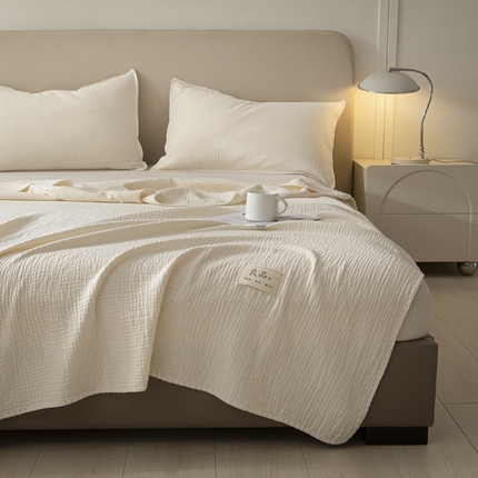 博雅 2025新款全棉五层纱多功能盖毯 米白