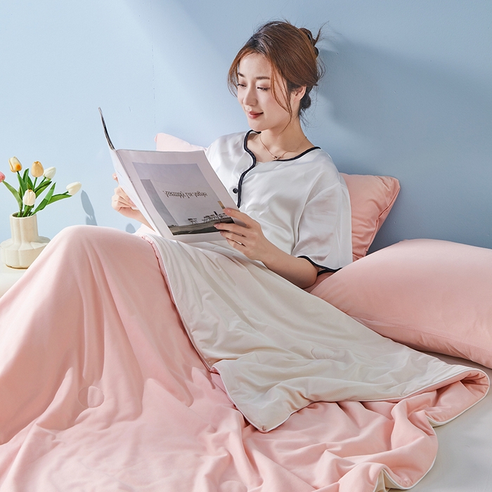 91家纺网 家纺一手货源 找家纺 （总）梦恬佳 2025新款高克重A类双拼凉感丝针织棉夏凉被