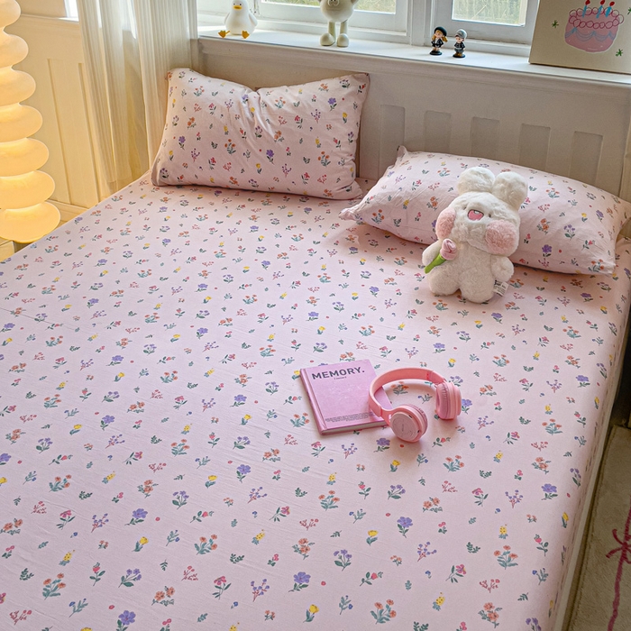 91家纺网 家纺一手货源 找家纺 仟人梦2025新款水洗棉印花床笠 香奈花语