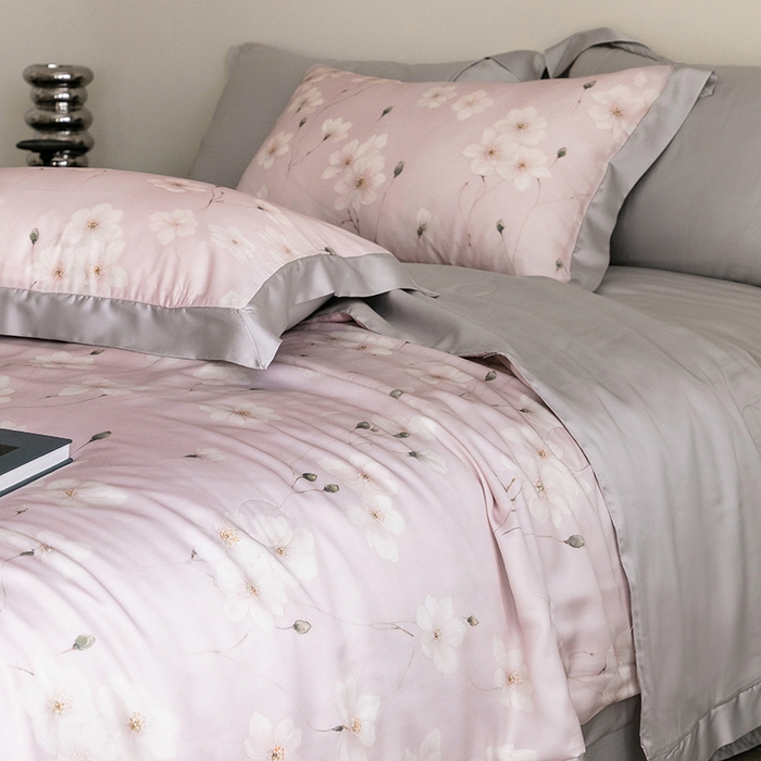 91家纺网 家纺一手货源 找家纺 立奥被业 2025年新款100%莱赛尔夏被莱赛尔夏被四件套天丝夏凉被 沁语-粉