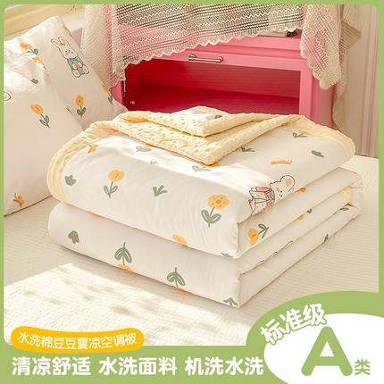 恒畅 2025新款A类水洗棉印花豆豆被抗菌夏被夏凉被空调被 可盐可甜