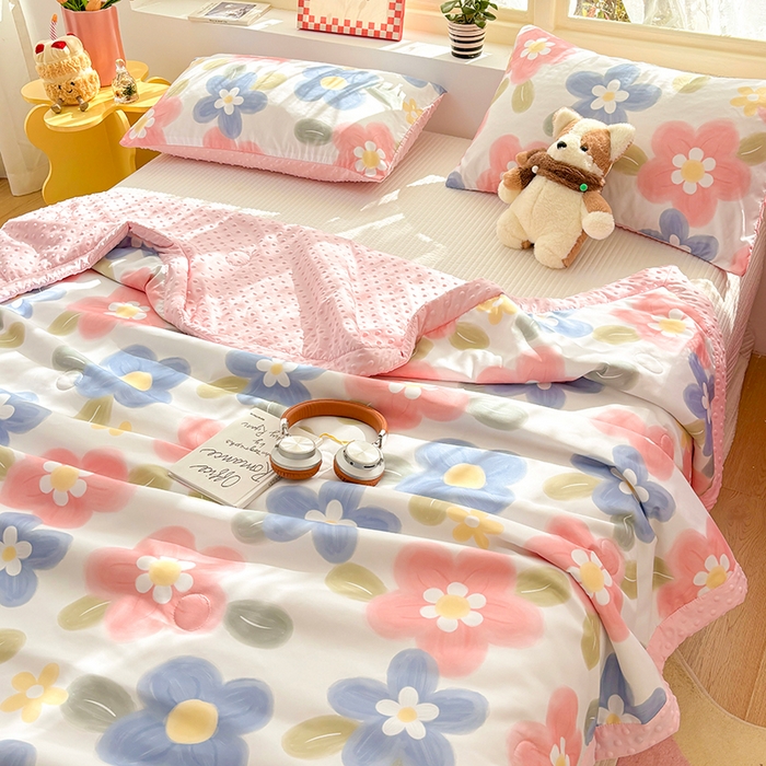 91家纺网 家纺一手货源 找家纺 恒畅 2025新款A类水洗棉印花豆豆被抗菌夏被夏凉被空调被 轻纱漫舞