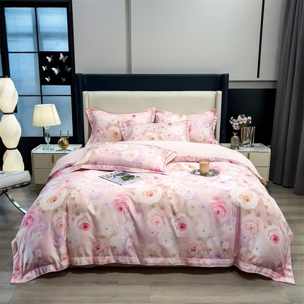 91家纺网 家纺一手货源 找家纺 兄弟坊2025新款兰精天丝数码印花四件套 繁花