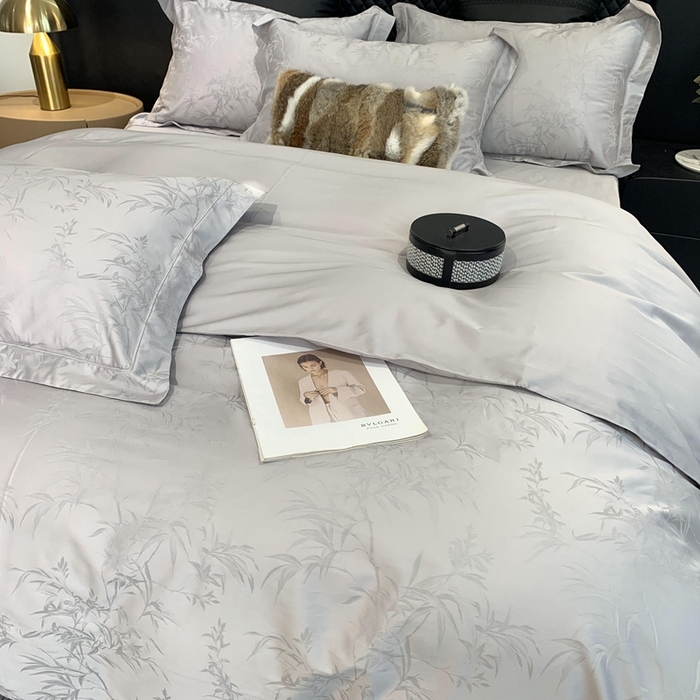 91家纺网 家纺一手货源 找家纺 莱豫 2025新款100支新疆阿克苏长绒棉提花四件套 托卡斯银灰