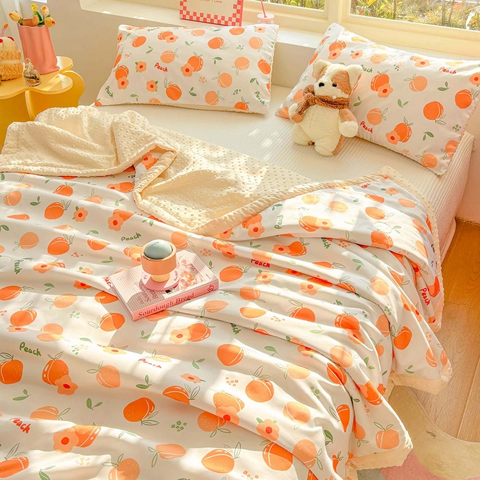 91家纺网 家纺一手货源 找家纺 恒畅 2025新款A类水洗棉印花豆豆被抗菌夏被夏凉被空调被 花橙之美