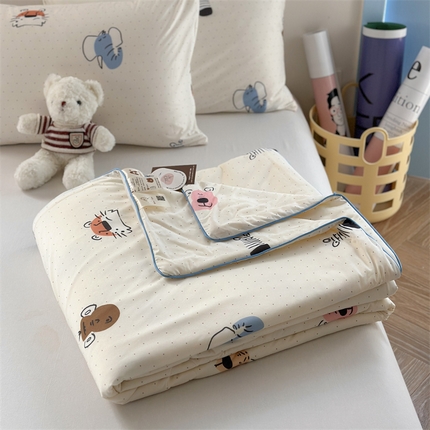 暖生活2025新款牛奶针织小清新卡通大豆夏被 被子被芯 动物园
