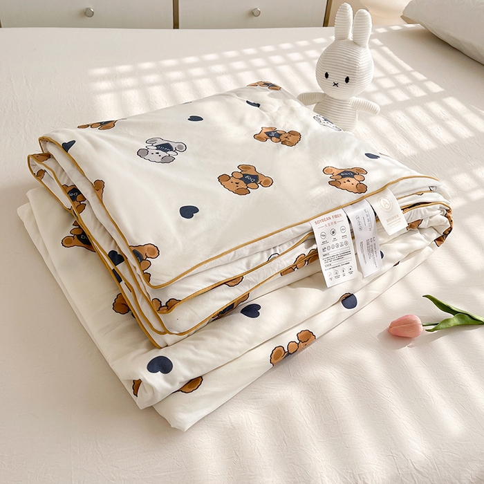 91家纺网 家纺一手货源 找家纺 薇玛仕 2025新款A类牛奶丝针织棉印花大豆夏凉被空调被儿童被 幸运狗