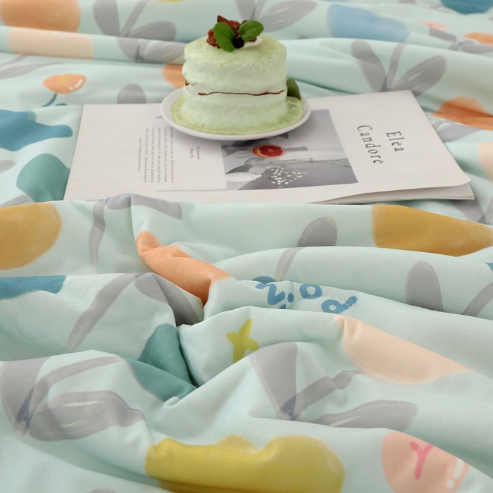 91家纺网 家纺一手货源 找家纺 薇玛仕 2025新款A类牛奶丝针织棉印花大豆夏凉被空调被儿童被 郁金香