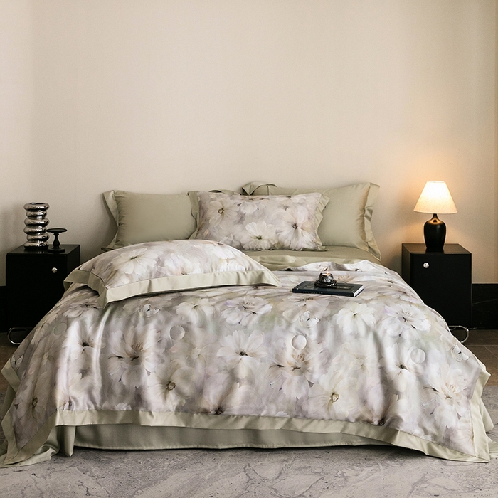 91家纺网 家纺一手货源 找家纺 立奥被业 2025年新款100%莱赛尔夏被莱赛尔夏被四件套天丝夏凉被 邂逅-绿