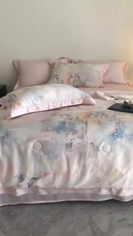 91家纺网 家纺一手货源 找家纺 立奥被业 2025年新款100%莱赛尔夏被莱赛尔夏被四件套天丝夏凉被 水墨江南