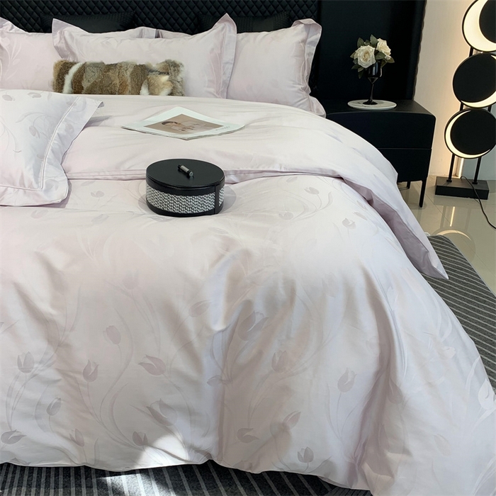 91家纺网 家纺一手货源 找家纺 莱豫 2025新款100支新疆阿克苏长绒棉提花四件套 郁金香紫