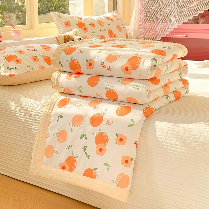 91家纺网 家纺一手货源 找家纺 恒畅 2025新款A类水洗棉印花豆豆被抗菌夏被夏凉被空调被 花橙之美