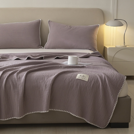 博雅 2025新款全棉五层纱多功能盖毯 芋泥紫