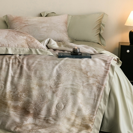 立奥被业 2025年新款100%莱赛尔夏被莱赛尔夏被四件套天丝夏凉被 墨屿-绿