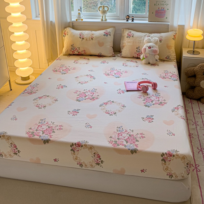 91家纺网 家纺一手货源 找家纺 仟人梦2025新款水洗棉印花床笠 悦夏花季