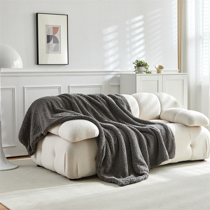 温宁家纺 2025新款双面羊羔绒毯子 双面羊羔绒毯子-深灰