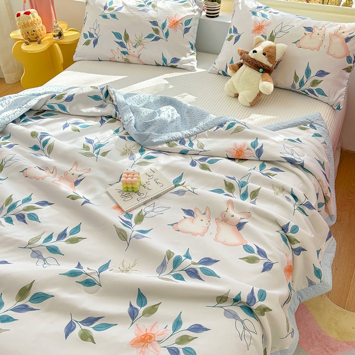 91家纺网 家纺一手货源 找家纺 恒畅 2025新款A类水洗棉印花豆豆被抗菌夏被夏凉被空调被 一见倾心