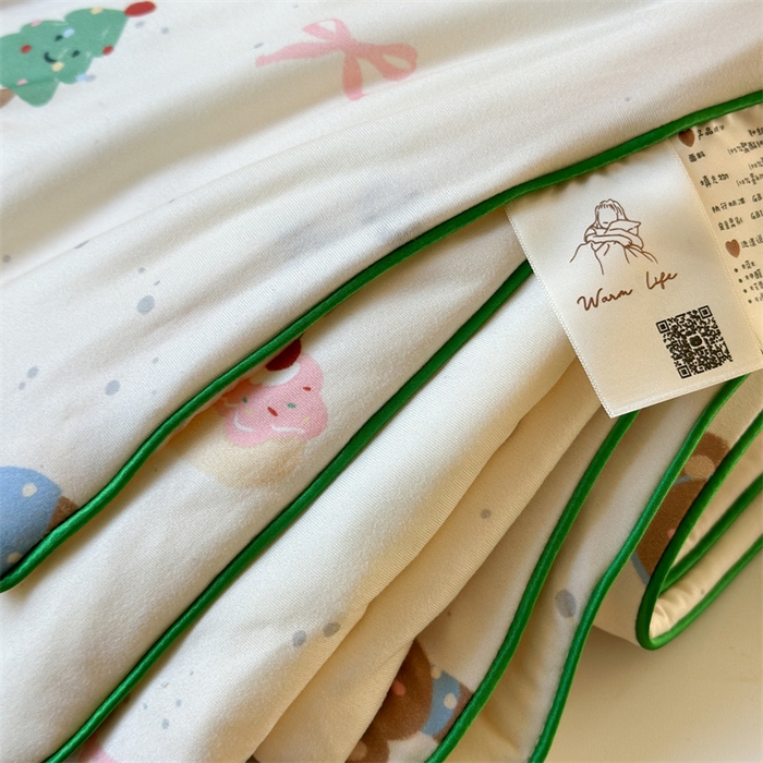 91家纺网 家纺一手货源 找家纺 暖生活2025新款牛奶针织小清新卡通大豆夏被 被子被芯 苹果小熊