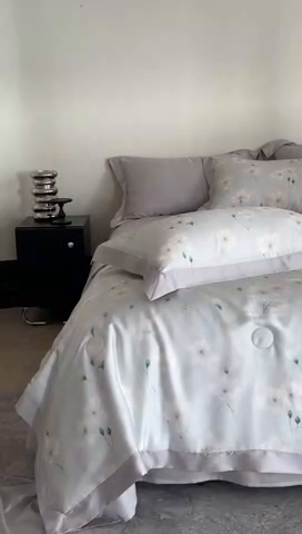 91家纺网 家纺一手货源 找家纺 立奥被业 2025年新款100%莱赛尔夏被莱赛尔夏被四件套天丝夏凉被 沁语-灰