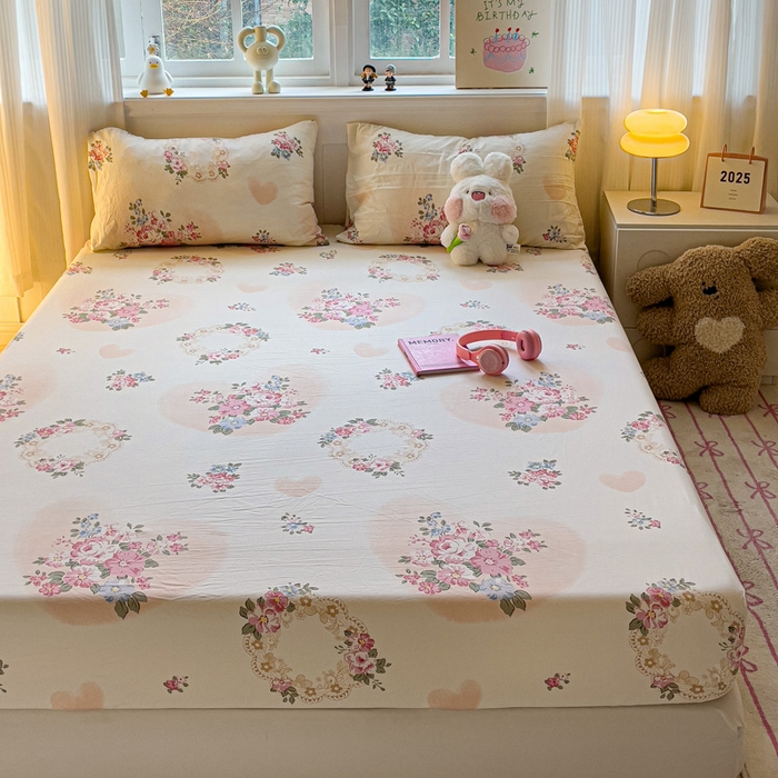 91家纺网 家纺一手货源 找家纺 仟人梦2025新款水洗棉印花床笠 悦夏花季