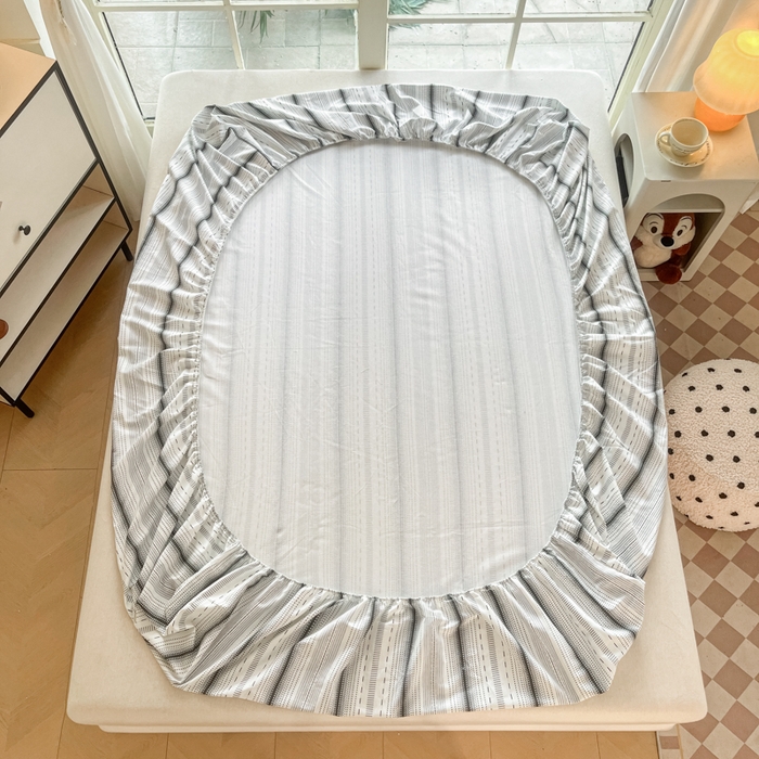 91家纺网 家纺一手货源 找家纺 博雅 2025新款全棉老粗布烫画床笠系列 条纹-滑板龙