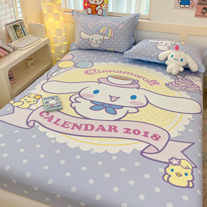 91家纺网 家纺一手货源 找家纺 博雅 2025新款三丽鸥全棉大版床笠-第二批 欢乐大耳狗