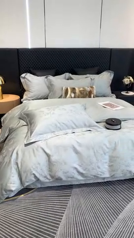 91家纺网 家纺一手货源 找家纺 莱豫 2025新款100支新疆阿克苏长绒棉提花四件套 斯卡纳