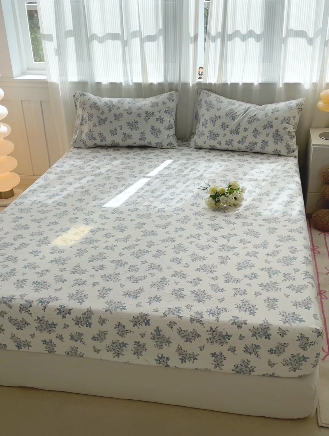 91家纺网 家纺一手货源 找家纺 仟人梦2025新款水洗棉印花床笠 嫣语花开
