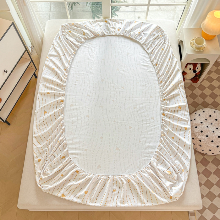 91家纺网 家纺一手货源 找家纺 博雅 2025新款全棉老粗布烫画床笠系列 心动-Bunny兔