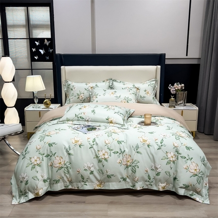 91家纺网 家纺一手货源 找家纺 兄弟坊2025新款兰精天丝数码印花四件套 春晓