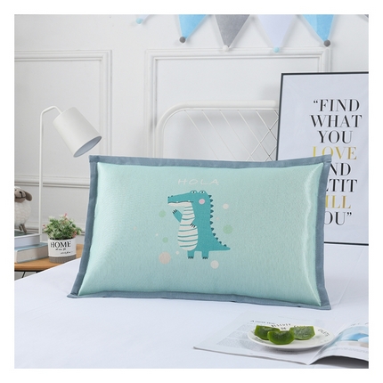 小猫派 2025新款夏季儿童冰丝枕套学生乳胶卡通枕头巾幼儿园宝宝凉爽枕芯套 恐龙