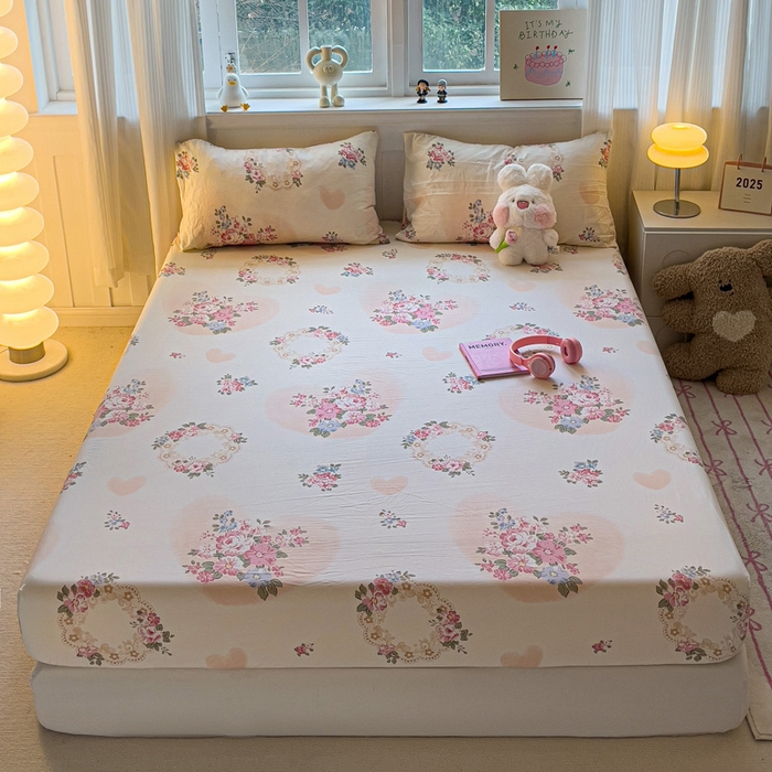 91家纺网 家纺一手货源 找家纺 仟人梦2025新款水洗棉印花床笠 悦夏花季