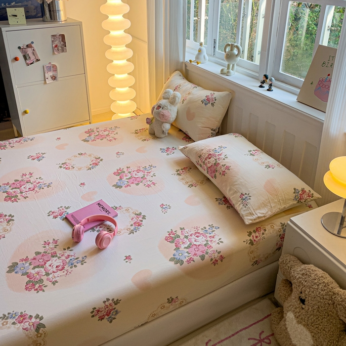 91家纺网 家纺一手货源 找家纺 仟人梦2025新款水洗棉印花床笠 悦夏花季