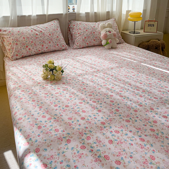 91家纺网 家纺一手货源 找家纺 仟人梦2025新款水洗棉印花床笠 蔷薇岛屿