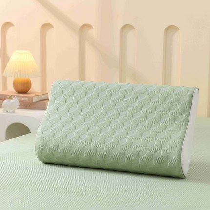 小猫派 2025新款夏季儿童乳胶枕套凉感豆豆乳胶枕套 菱形绿