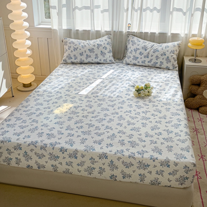 91家纺网 家纺一手货源 找家纺 仟人梦2025新款水洗棉印花床笠 嫣语花开