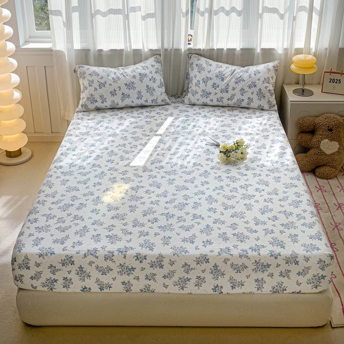 91家纺网 家纺一手货源 找家纺 仟人梦2025新款水洗棉印花床笠 嫣语花开