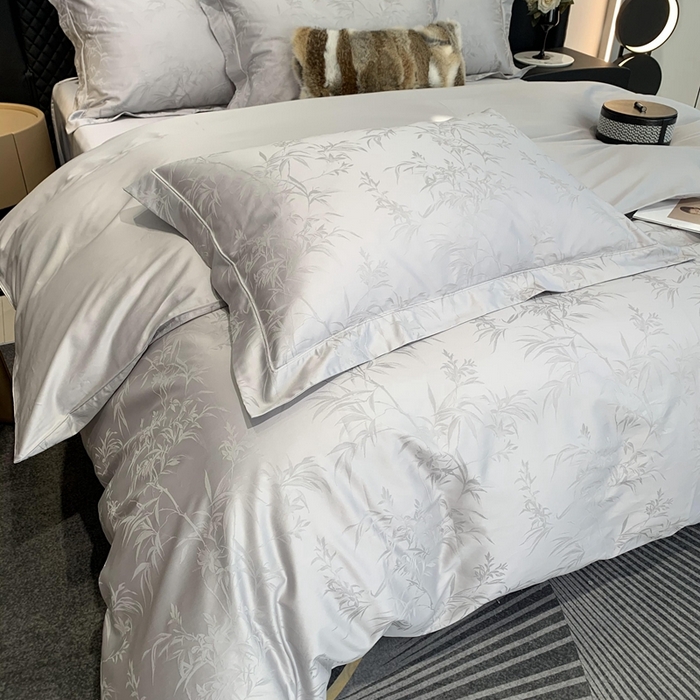 91家纺网 家纺一手货源 找家纺 莱豫 2025新款100支新疆阿克苏长绒棉提花四件套 托卡斯银灰