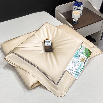 憨豆 2026新款天丝棉夏被镂空工艺款20%大豆夏凉被莫代尔贡缎空调被 玫瑰金