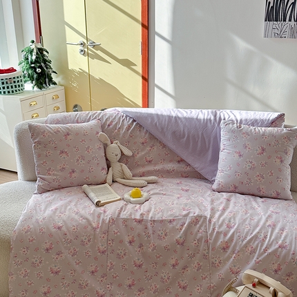 多米家居 2025新款全棉口袋印花抱枕被 蝶恋花-紫