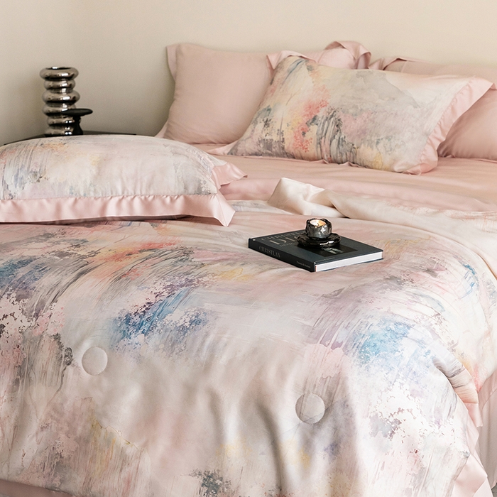 91家纺网 家纺一手货源 找家纺 立奥被业 2025年新款100%莱赛尔夏被莱赛尔夏被四件套天丝夏凉被 水墨江南