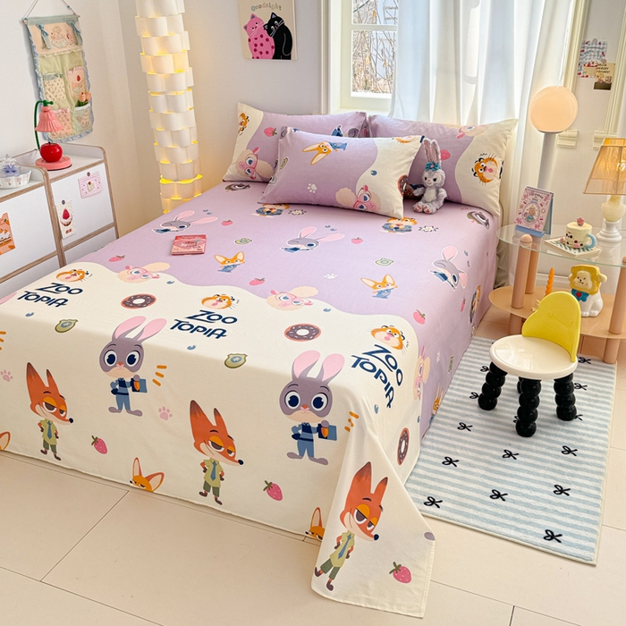 91家纺网 家纺一手货源 找家纺 沐辰 2025沐辰家居-新款正版迪士尼床单床笠 床单--朱迪警官--紫