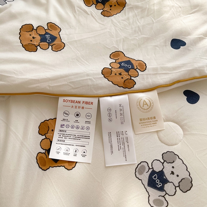 91家纺网 家纺一手货源 找家纺 薇玛仕 2025新款A类牛奶丝针织棉印花大豆夏凉被空调被儿童被 幸运狗