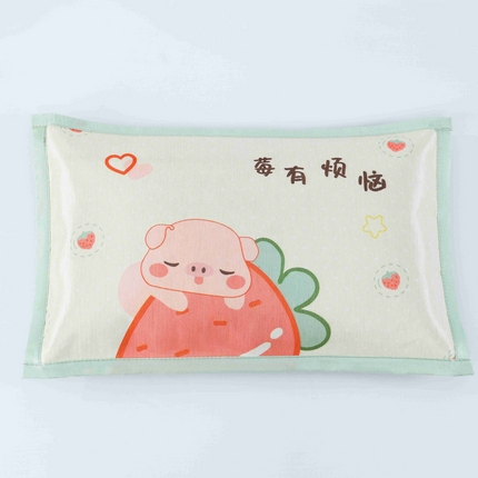 小猫派 2025新款夏季儿童冰丝枕套学生乳胶卡通枕头巾幼儿园宝宝凉爽枕芯套 莓有烦恼