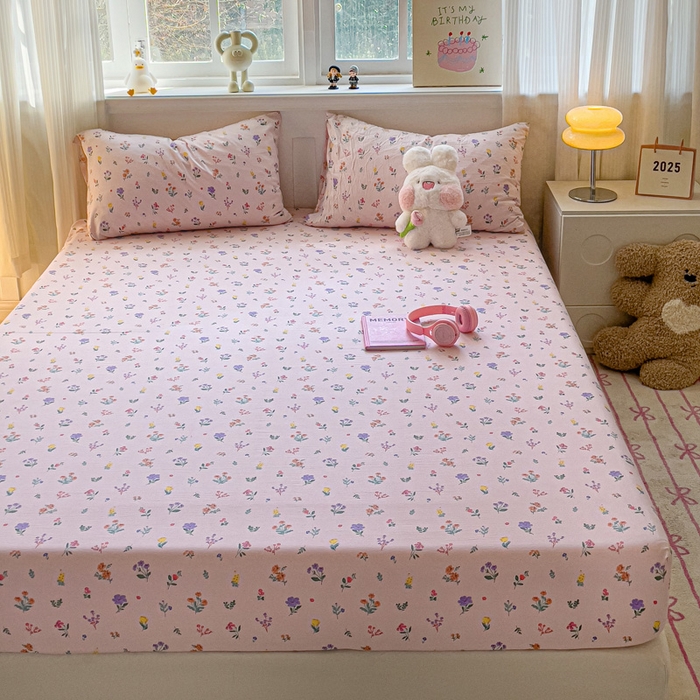 91家纺网 家纺一手货源 找家纺 仟人梦2025新款水洗棉印花床笠 香奈花语