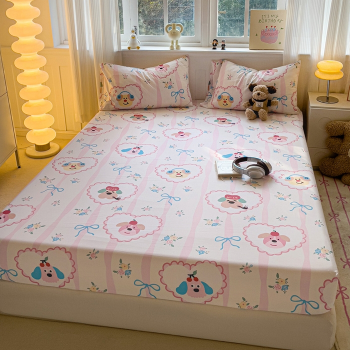 91家纺网 家纺一手货源 找家纺 仟人梦2025新款水洗棉印花床笠 绮丽花城