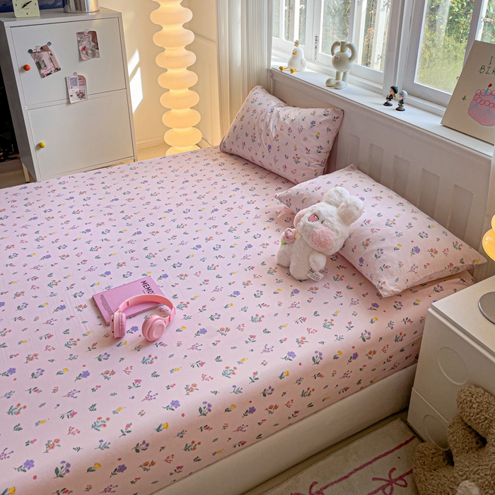 91家纺网 家纺一手货源 找家纺 仟人梦2025新款水洗棉印花床笠 香奈花语